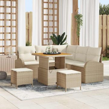 vidaXL Set de canapele pentru grădină cu pernă 8 pcs Bej și crem