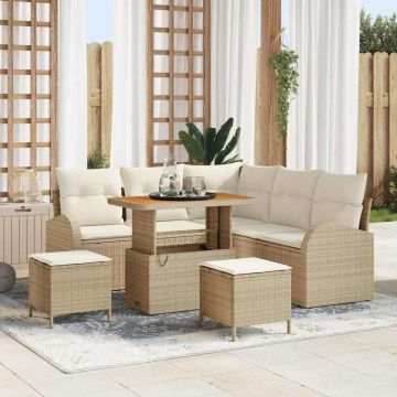vidaXL Set de canapele pentru grădină cu pernă 8 pcs Bej și crem