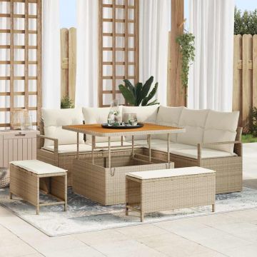 vidaXL Set de canapele pentru grădină cu pernă 8 pcs Bej și crem