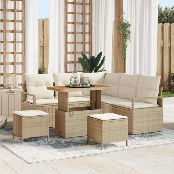 vidaXL Set de canapele pentru grădină cu pernă 8 pcs Bej și crem