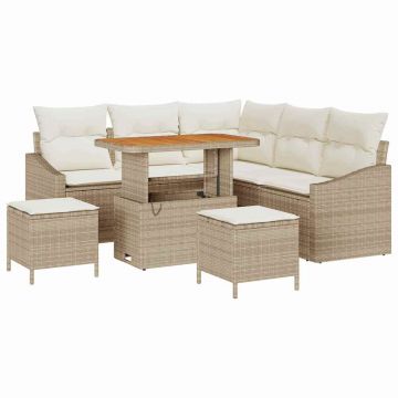 vidaXL Set de canapele pentru grădină cu pernă 8 pcs Bej și crem