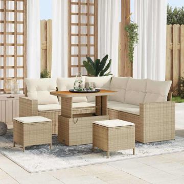 vidaXL Set de canapele pentru grădină cu pernă 8 pcs bej și crem