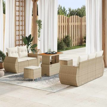 vidaXL Set de canapele pentru grădină cu pernă 8 pcs bej și crem