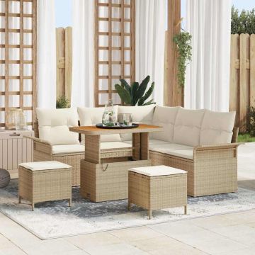 vidaXL Set de canapele pentru grădină cu pernă 8 pcs Bej și crem