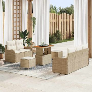 vidaXL Set de canapele pentru grădină cu pernă 8 pcs Bej și crem