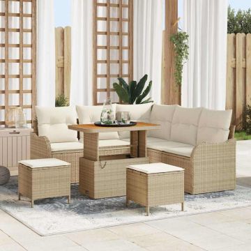 vidaXL Set de canapele pentru grădină cu pernă 8 pcs Bej și crem