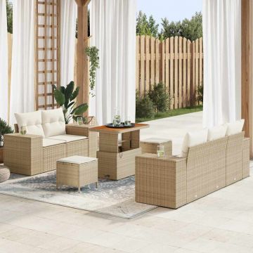 vidaXL Set de canapele pentru grădină cu pernă 8 pcs bej și crem