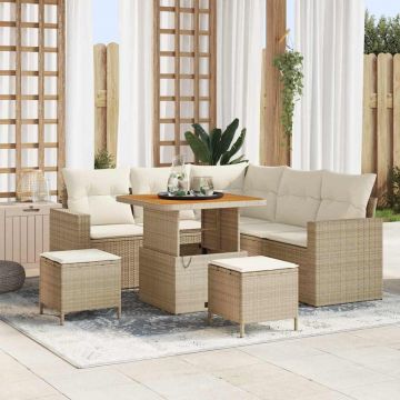 vidaXL Set de canapele pentru grădină cu pernă 8 pcs bej și crem