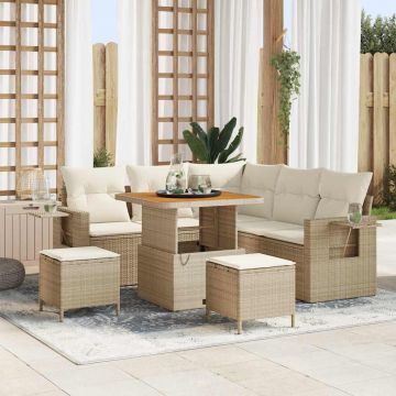 vidaXL Set de canapele pentru grădină cu pernă 8 pcs bej și crem