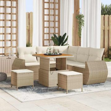 vidaXL Set de canapele pentru grădină cu pernă 8 pcs bej și crem