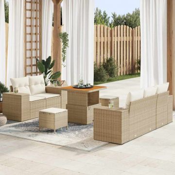 vidaXL Set de canapele pentru grădină cu pernă 8 pcs bej și crem