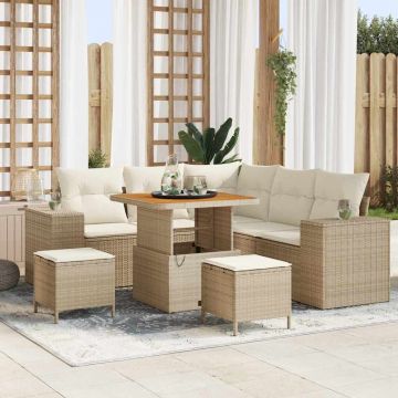 vidaXL Set de canapele pentru grădină cu pernă 8 pcs Bej și crem