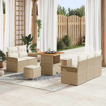 vidaXL Set de canapele pentru grădină cu pernă 8 pcs Bej și crem