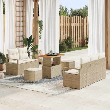 vidaXL Set de canapele pentru grădină cu pernă 8 pcs Bej și crem