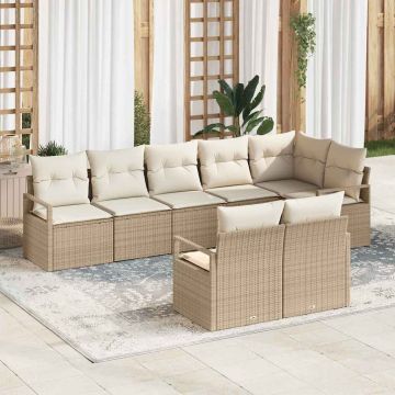 vidaXL Set de canapele pentru grădină cu pernă 8 pcs Bej și crem