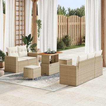 vidaXL Set de canapele pentru grădină cu pernă 8 pcs bej și crem