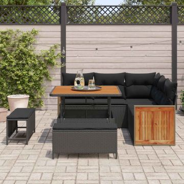 vidaXL Set de canapele pentru grădină cu pernă 8 pcs Negru