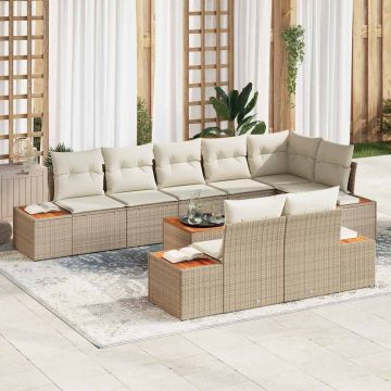 vidaXL Set de canapele pentru grădină cu pernă 9 pcs bej și crem
