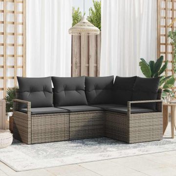 vidaXL Set de canapele pentru grădină cu pernă cu depozitare 4 pcs Gri