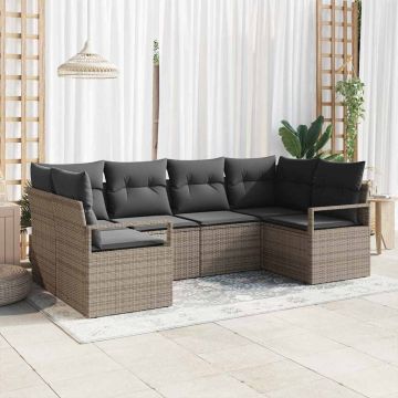 vidaXL Set de canapele pentru grădină cu pernă cu depozitare 6 pcs Gri