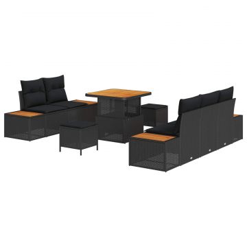vidaXL Set de canapele pentru grădină cu pernă cu pernă 8 pcs Negru
