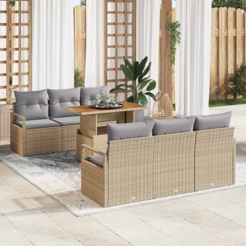 vidaXL Set de canapele pentru grădină Manual 7 pcs bej și gri deschis