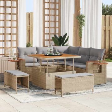 vidaXL Set de canapele pentru grădină Manual 8 pcs bej și gri deschis