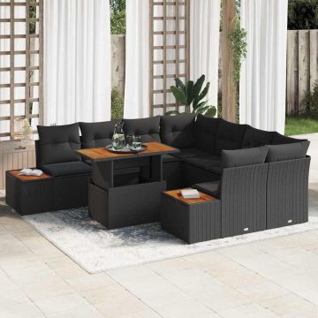 vidaXL Set de masă pentru grădină 9 pcs Negru și Maro 100 x 55 x 73 cm