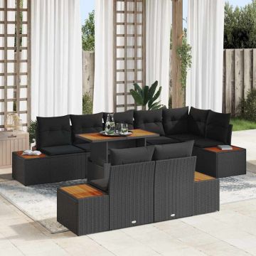 vidaXL Set de masă pentru grădină 9 pcs Negru și Maro 100 x 55 x 73 cm