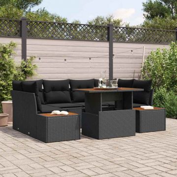vidaXL Set de masă pentru grădină 9 pcs Negru și Maro 100 x 55 x 73 cm