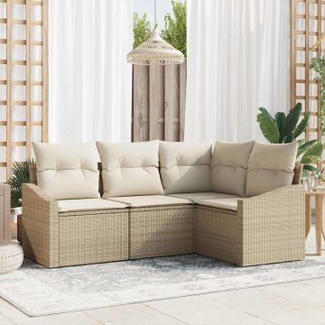 vidaXL Set de masă pentru grădină cu pernă 4 pcs Bej și crem