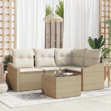 vidaXL Set de masă pentru grădină cu pernă 5 pcs Bej și crem
