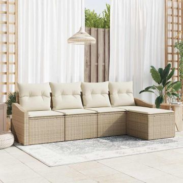 vidaXL Set de masă pentru grădină cu pernă 5 pcs Bej și crem