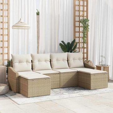 vidaXL Set de masă pentru grădină cu pernă 6 pcs Bej și crem