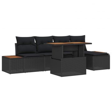 vidaXL Set de masă pentru grădină cu pernă 6 pcs Negru și Maro