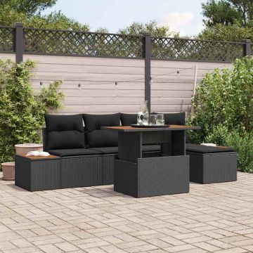 vidaXL Set de masă pentru grădină cu pernă 6 pcs Negru și Maro