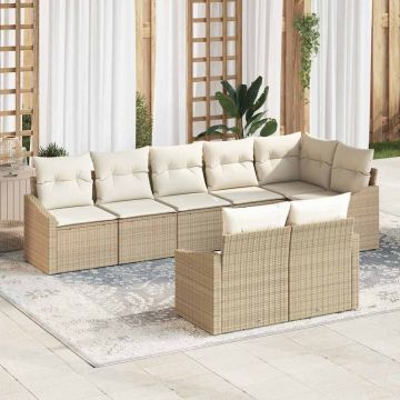 vidaXL Set de masă pentru grădină cu pernă 8 pcs Bej și crem
