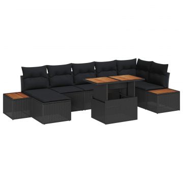 vidaXL Set de masă pentru grădină cu pernă 8 pcs Negru și Maro