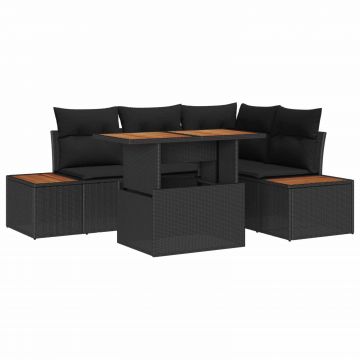 vidaXL Set de masă pentru grădină cu pernă Manual 5 pcs Negru și Maro