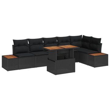 vidaXL Set de masă pentru grădină cu pernă Manual 7 pcs Negru și Maro