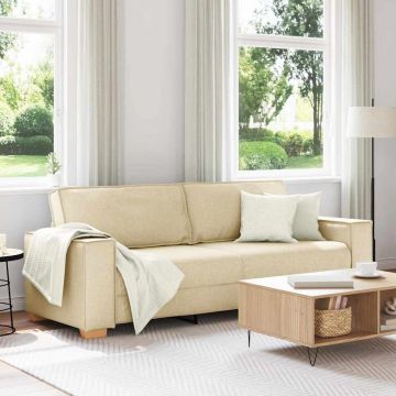 vidaXL Sofa cu 3 locuri cu pernă Crem 220 x 78 x 84 cm țesătură