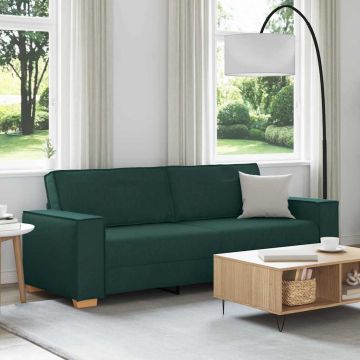 vidaXL Sofa cu 3 locuri Verde închis 220 x 78 x 84 cm țesătură