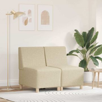 vidaXL Unitate Sofa Modulară Fără Brațe 2 pcs Crem 55 x 74 x 82 cm