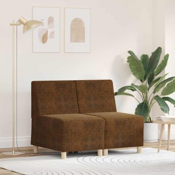vidaXL Unitate Sofa Modulară Fără Brațe 2 pcs Maro 55 x 74 x 82 cm