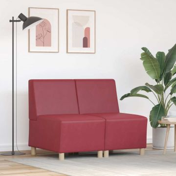 vidaXL Unitate Sofa Modulară Fără Brațe 2 pcs Roșu Vin 55 x 74 x 82 cm