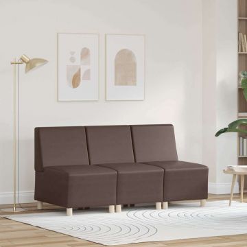 vidaXL Unitate Sofa Modulară Fără Brațe 3 pcs Maro 55 x 74 x 82 cm