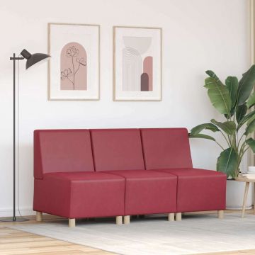 vidaXL Unitate Sofa Modulară Fără Brațe 3 pcs Roșu Vin 55 x 74 x 82 cm