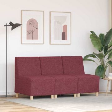 vidaXL Unitate Sofa Modulară Fără Brațe 3 pcs Roșu Vin 55 x 74 x 82 cm