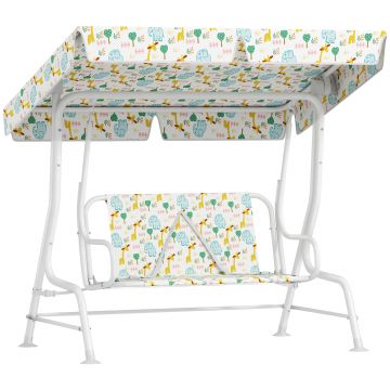 AIYAPLAY Leagăn pentru Copii cu Copertină Reglabilă și Centură de Siguranță, 120x112x75 cm, Alb | Aosom Romania