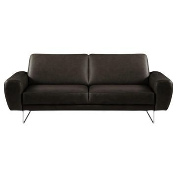 Canapea Cu 2 Locuri, piele, culoare crom, negru